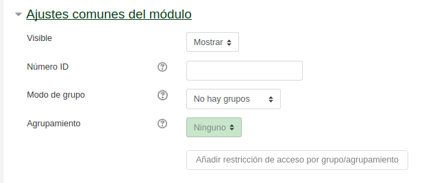 Captura de pantalla. Ajustes comunes del módulo