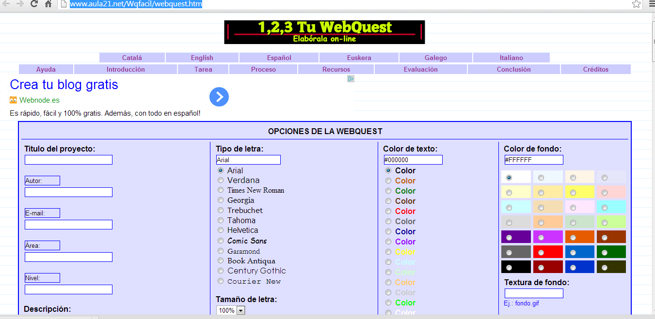Aula21 generador de webquest