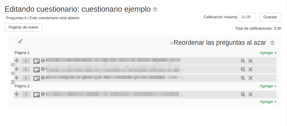 Captura de pantalla. Preguntas del cuestionario