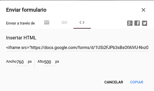 Embeber formulario