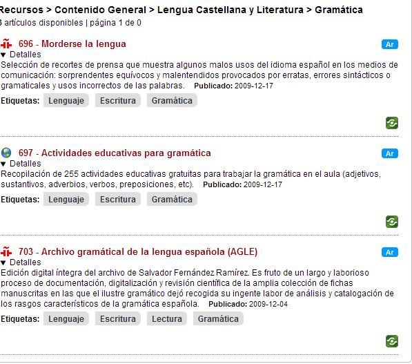 Recursos de Lengua castellana y Literatura en Eduteka