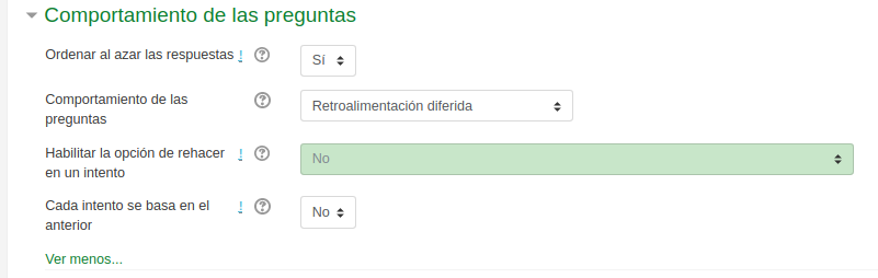 Captura de pantalla. Compportamiento de las preguntas