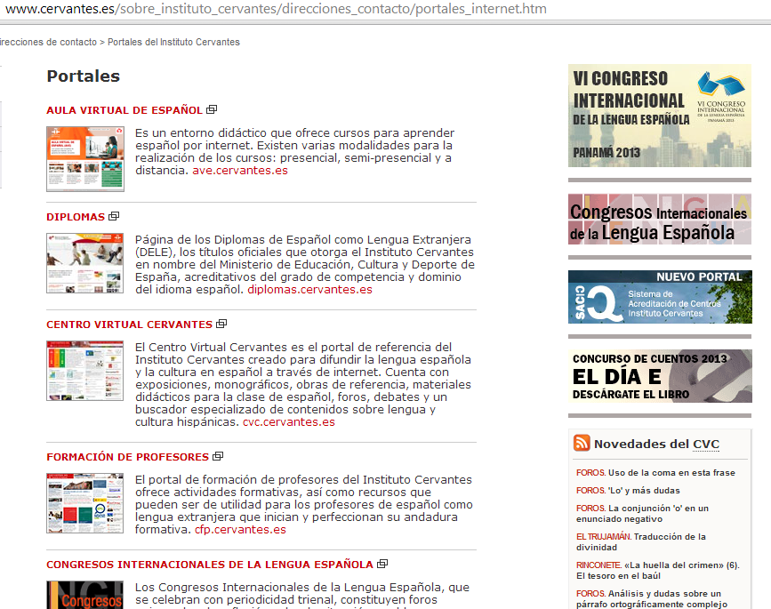 Portal educativo del Instituto Cervantes
