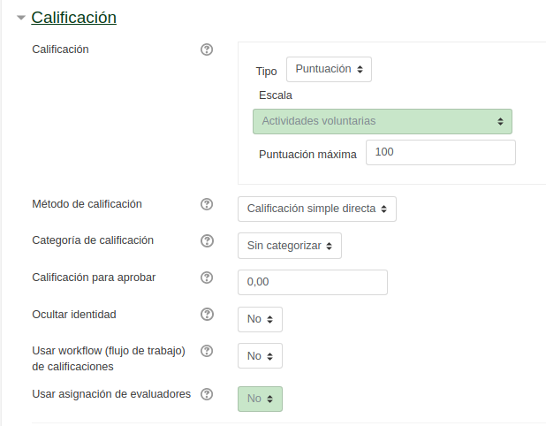 Captura de pantalla. Calificación