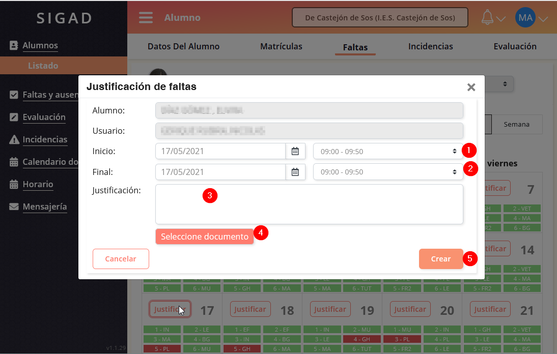 Justificar faltas 4
